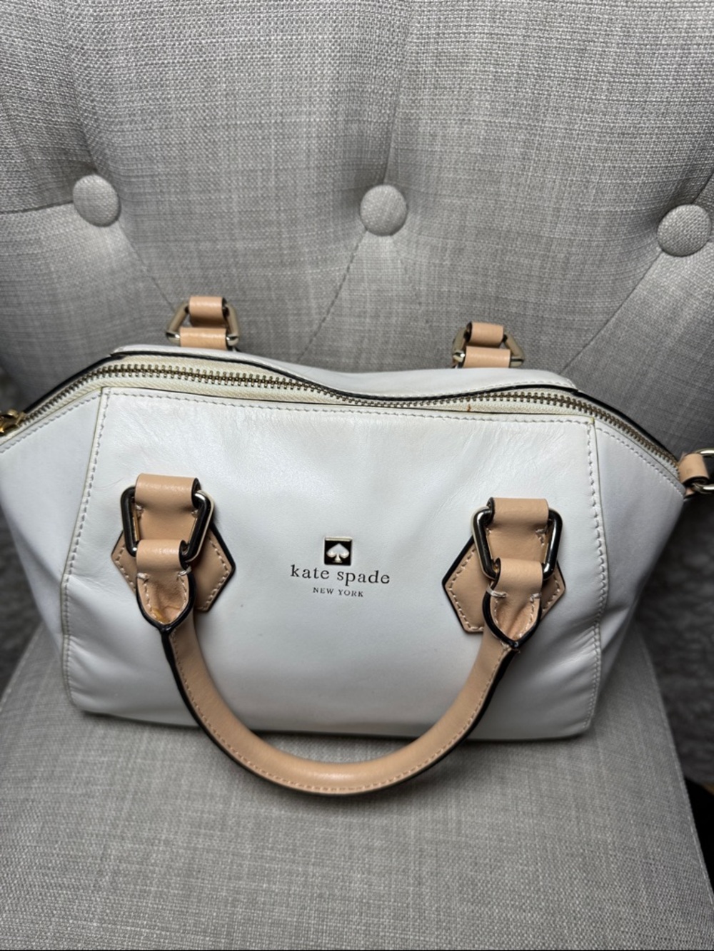 kate spade White & Tan Leather Satchel with Matching Card Case - Picture 7 of 7